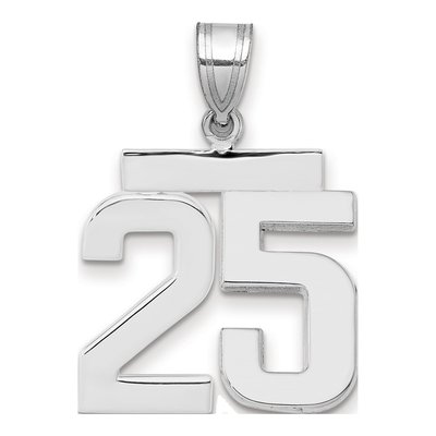 14K White Gold Number 25 Pendant