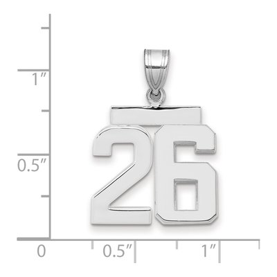 14K White Gold Number 26 Pendant – view 2