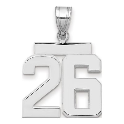 14K White Gold Number 26 Pendant