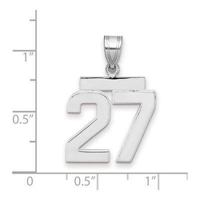 14K White Gold Number 27 Pendant – view 2