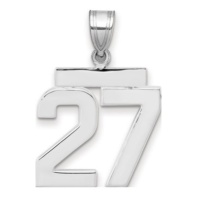 14K White Gold Number 27 Pendant