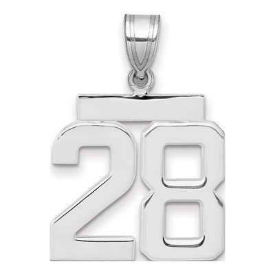 14K White Gold Number 28 Charm