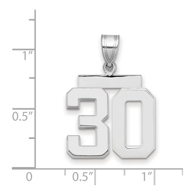 14K White Gold Number 30 Charm – view 2