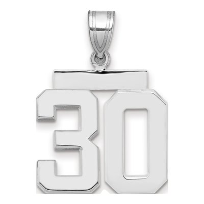 14K White Gold Number 30 Charm