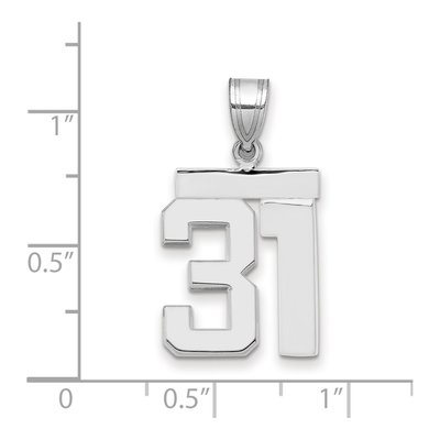 14K White Gold Number 31 Charm – view 2