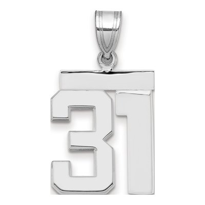 14K White Gold Number 31 Charm