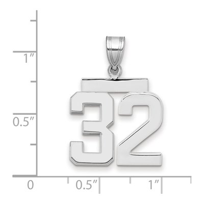 14K White Gold Number 32 Charm – view 2