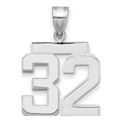 14K White Gold Number 32 Charm