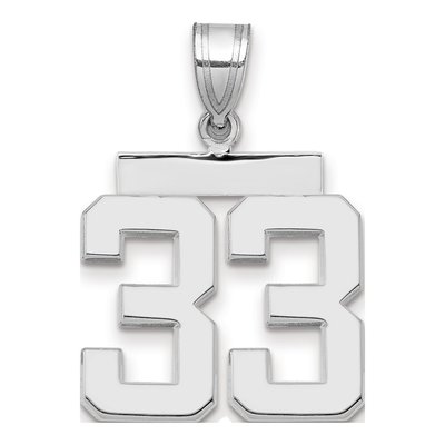 14K White Gold Number 33 Charm