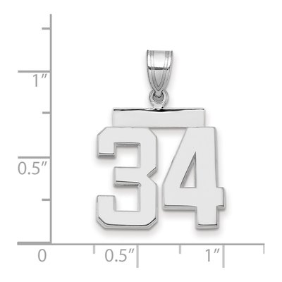 14K White Gold Number 34 Pendant – view 2