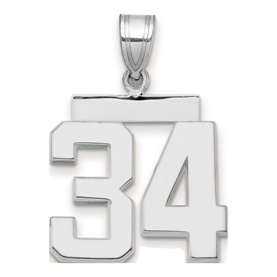 14K White Gold Number 34 Pendant