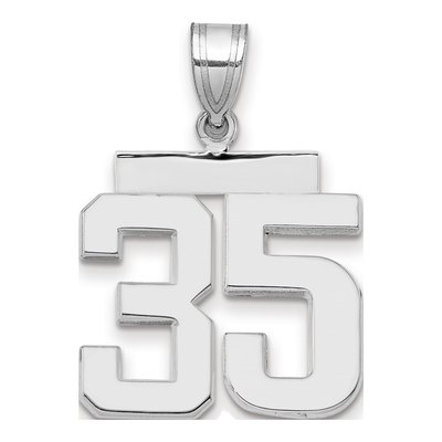 14K White Gold Number 35 Charm