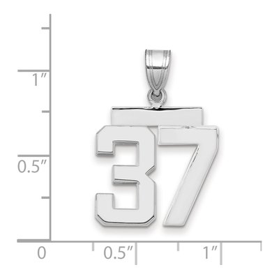 14K White Gold Number 37 Pendant – view 2