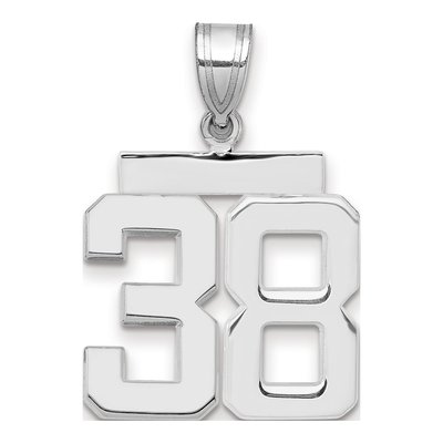 14K White Gold Number 38 Pendant