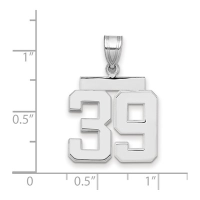 14K White Gold Number 39 Pendant – view 2