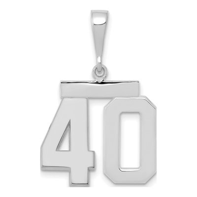 14K White Gold Number 40 Pendant