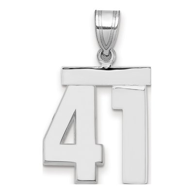 14K White Gold Number 41 Charm