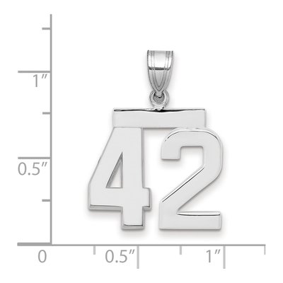 14K White Gold Number 42 Pendant – view 2