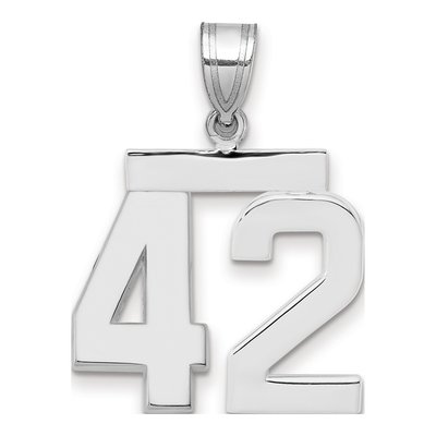 14K White Gold Number 42 Pendant