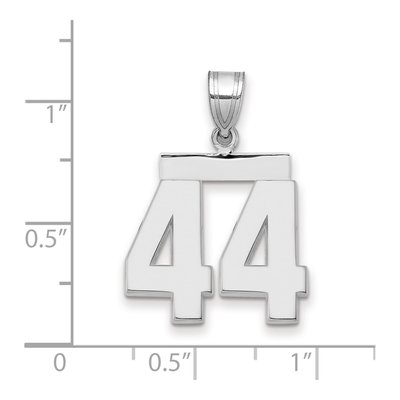 14K White Gold Number 44 Pendant – view 2