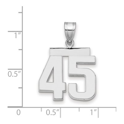 14K White Gold Number 45 Pendant – view 2
