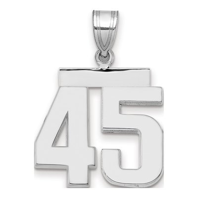 14K White Gold Number 45 Pendant
