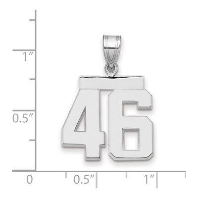 14K White Gold Number 46 Pendant – view 2