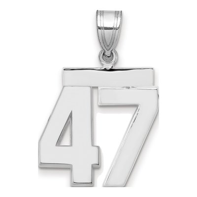 14K White Gold Number 47 Charm