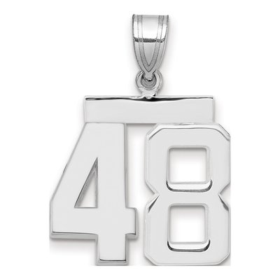 14K White Gold Number 48 Pendant