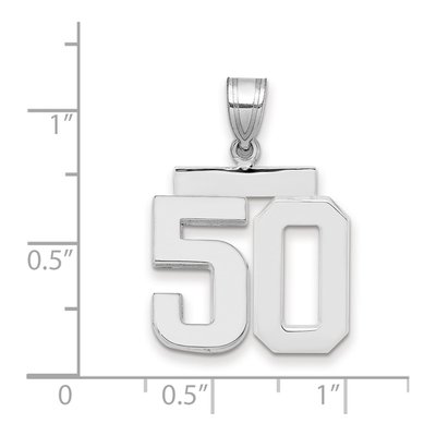 14K White Gold Number 50 Pendant – view 2