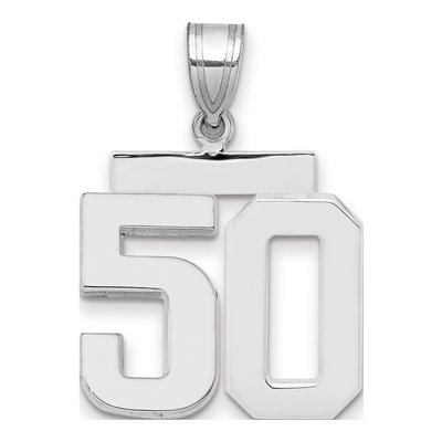 14K White Gold Number 50 Pendant