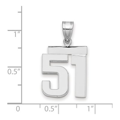 14K White Gold Number 51 Charm – view 2