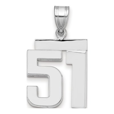 14K White Gold Number 51 Charm