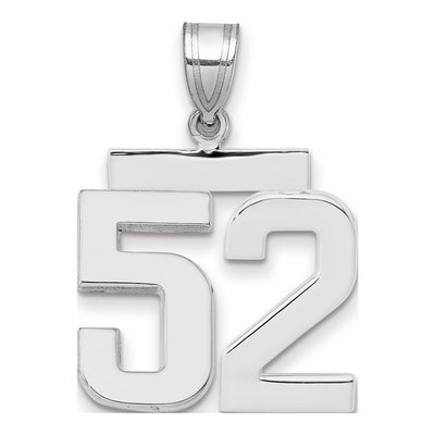 14K White Gold Number 52 Pendant