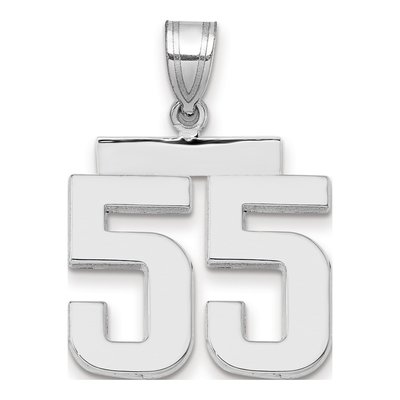 14K White Gold Number 55 Pendant