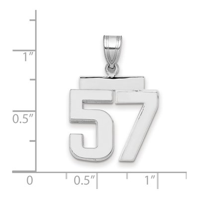 14K White Gold Number 57 Charm – view 2