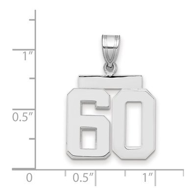 14K White Gold Number 60 Pendant – view 2