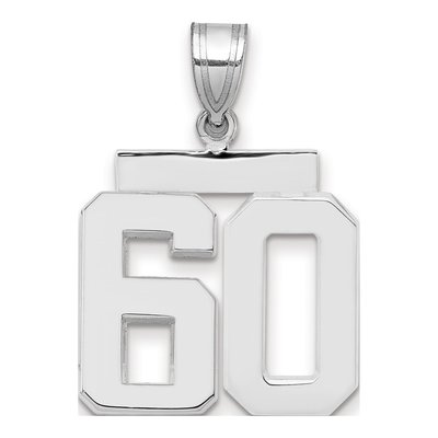 14K White Gold Number 60 Pendant