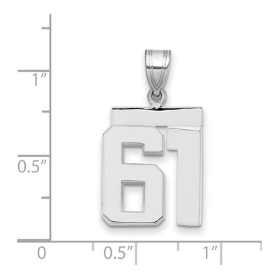 14K White Gold Number 61 Pendant – view 2