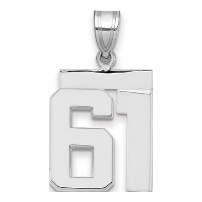 14K White Gold Number 61 Pendant