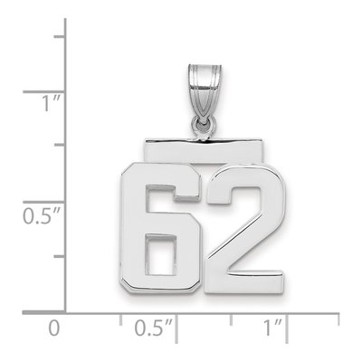 14K White Gold Number 62 Pendant – view 2