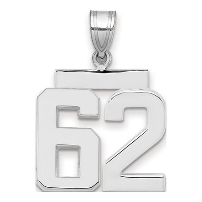 14K White Gold Number 62 Pendant