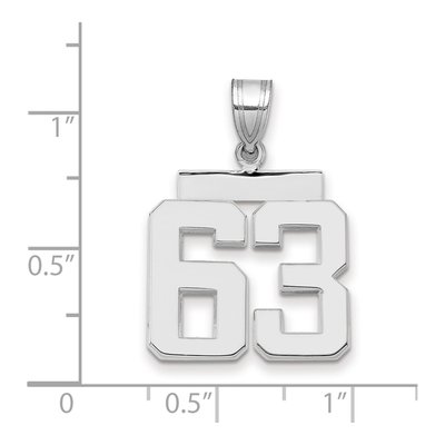 14K White Gold Number 63 Pendant – view 2