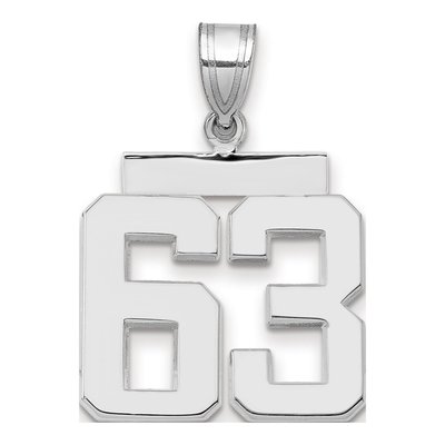14K White Gold Number 63 Pendant