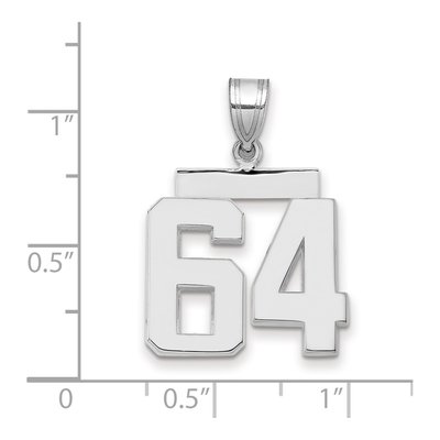 14K White Gold Number 64 Pendant – view 2