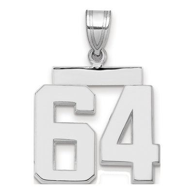 14K White Gold Number 64 Pendant