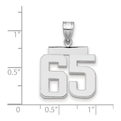 14K White Gold Number 65 Pendant – view 2