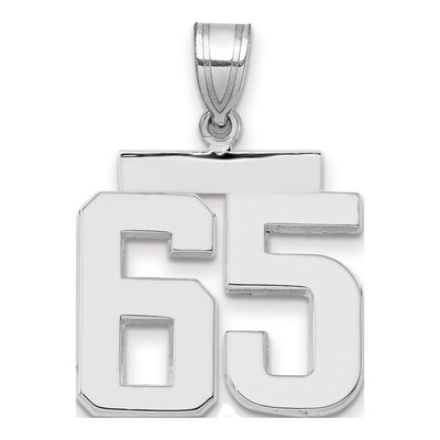 14K White Gold Number 65 Pendant