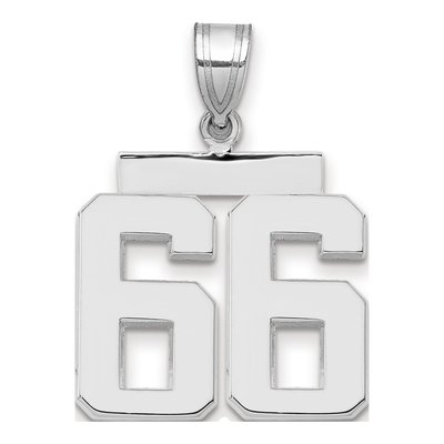 14K White Gold Number 66 Charm