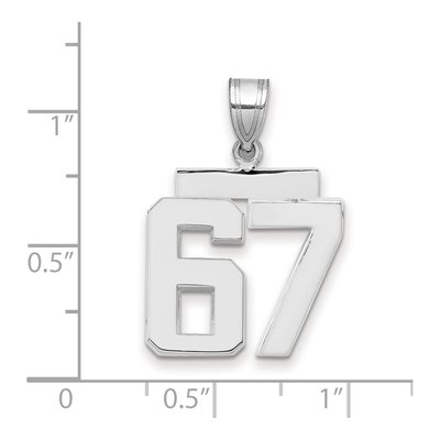 14K White Gold Number 67 Pendant – view 2
